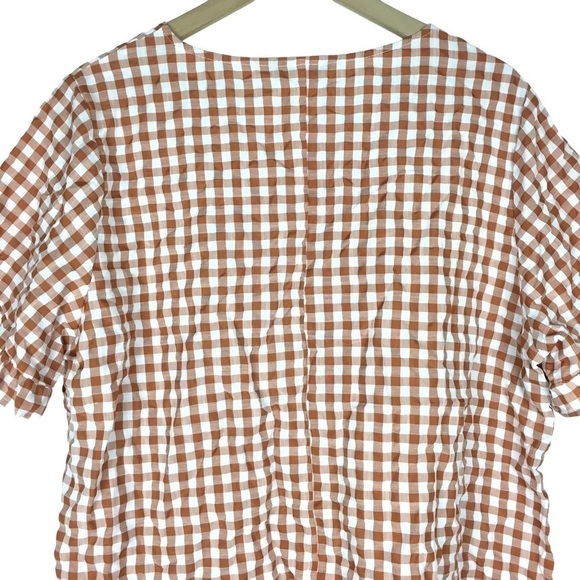 SHEIN CURVE 2 Tops Blouses Short Sleeve Leopard Babydoll 3XL Gingham Ruffle 2XL - Picture 5 of 16